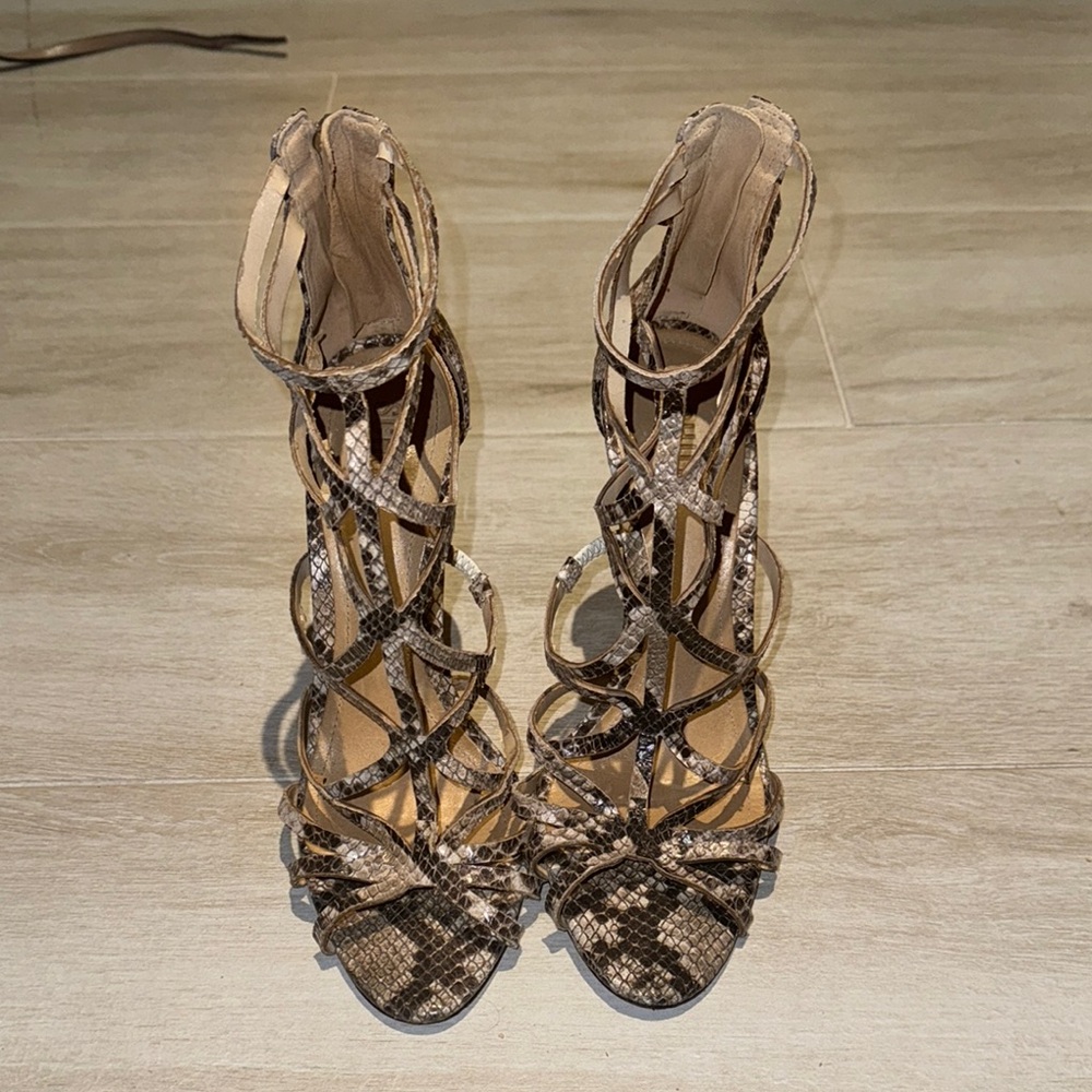 SCHUTZ Snakeskin Strappy High Heels - Picture 2 of 4